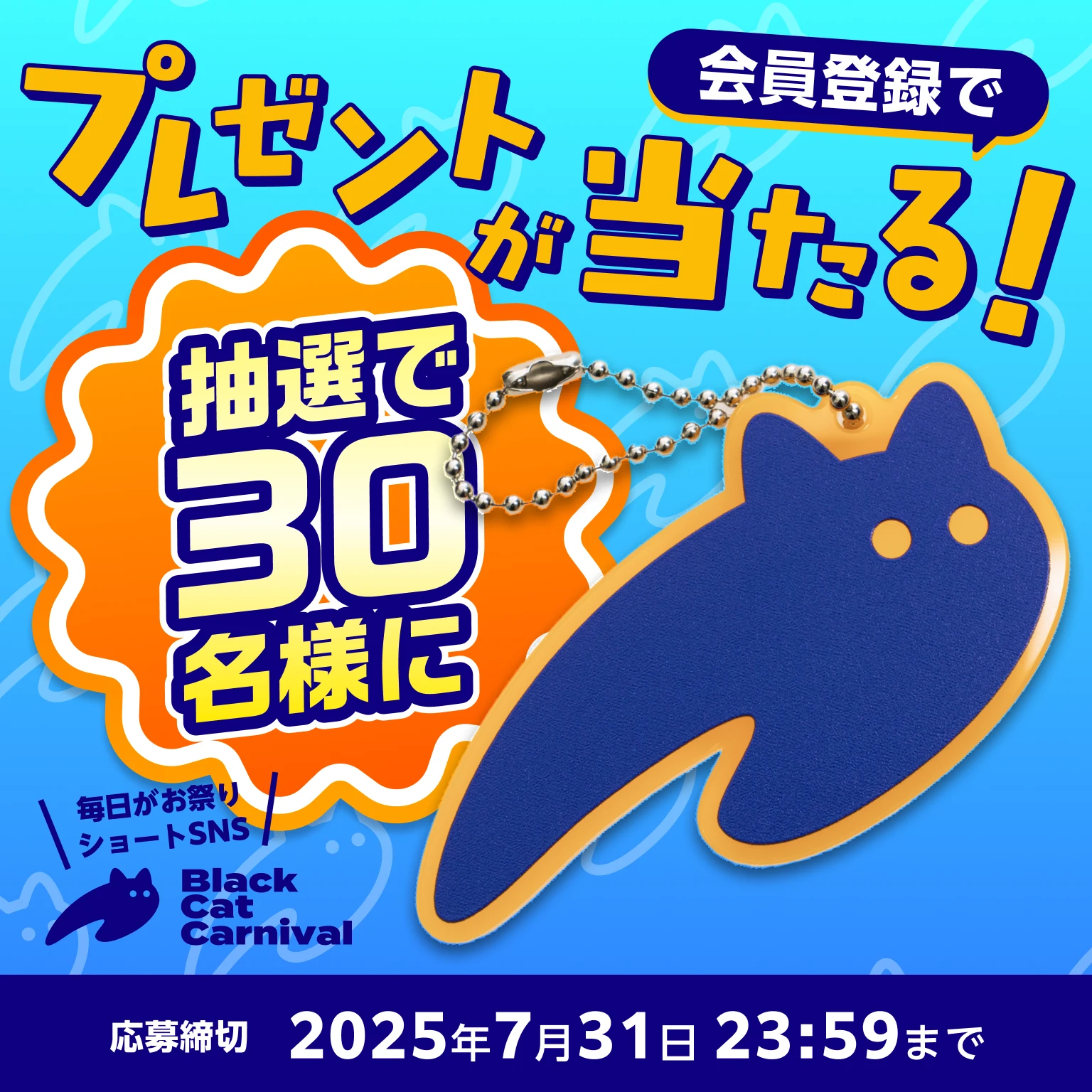 会員登録で抽選でアクキープレゼント(〜7/31まで)